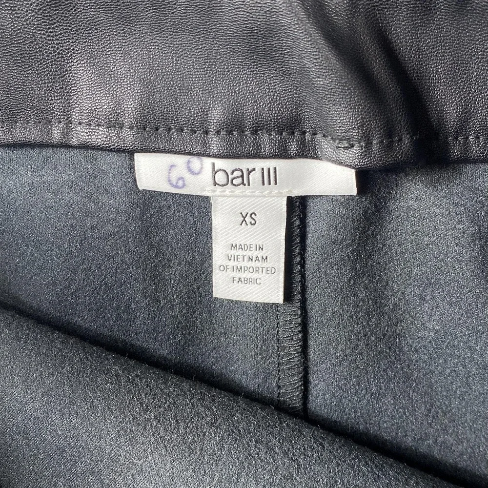 Bar‎ III Skirt Womens XS Black Faux Leather Asymmetrical Pencil Midi High Waist